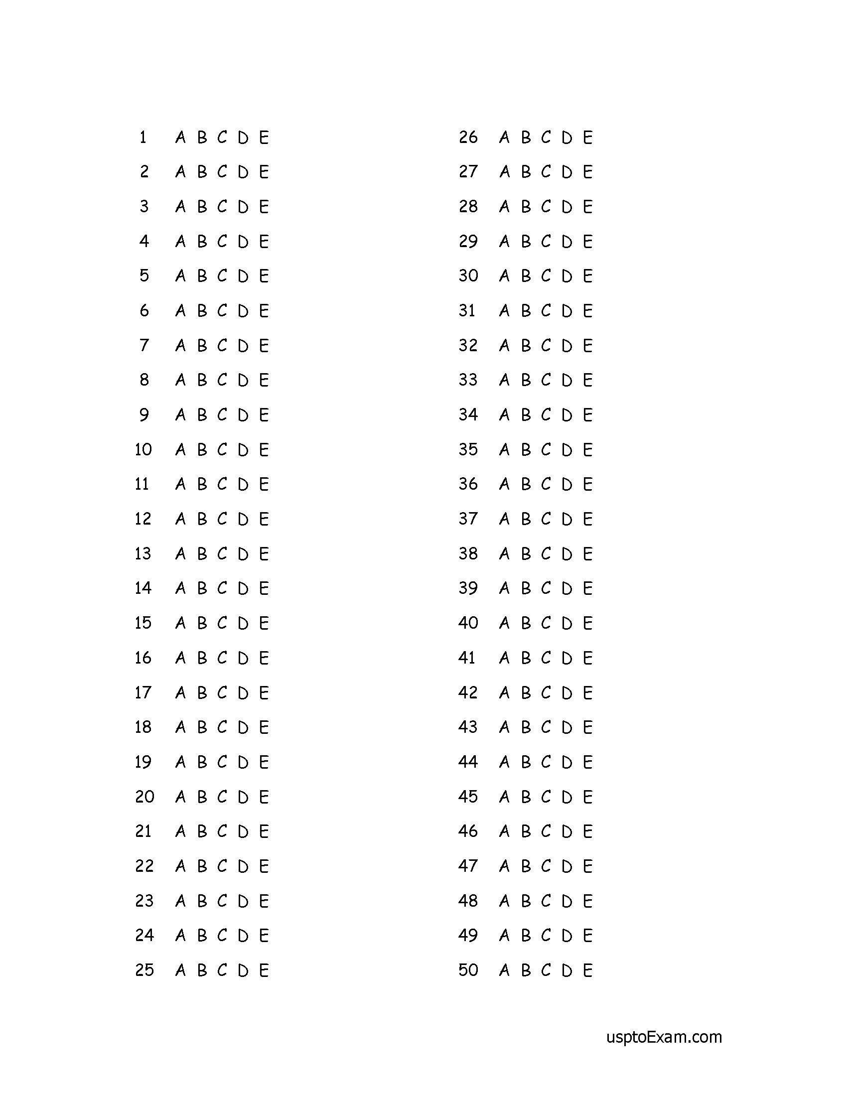 Ans sheet template example